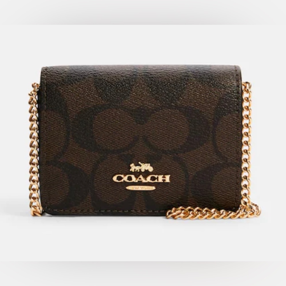Coach Mini Wallet On A Chain In Signature Canvas